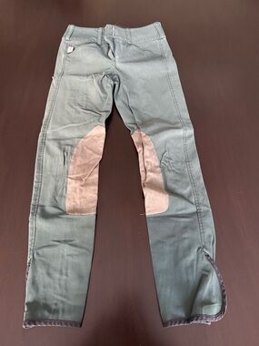 The Tailored Sportsman Kids Green Breeches with Tan Knee Patches